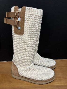 Cream Knit Ugg Boots Size 9